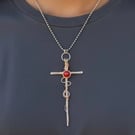Copper Carnelian Bead Cross - Large, Goth, Alchemy - Large
