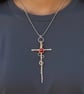 Copper Carnelian Bead Cross - Large, Goth, Alchemy - Large