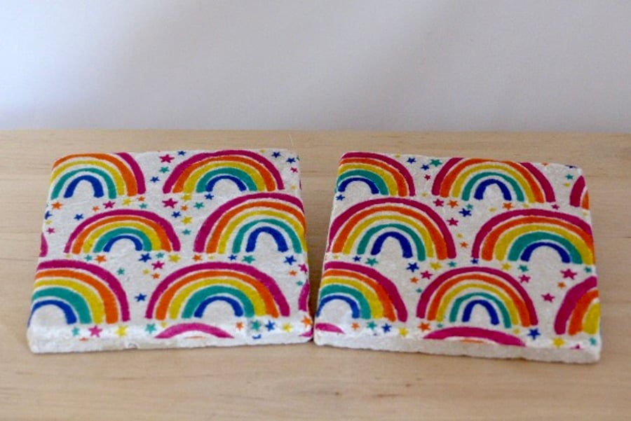 Marble 'Rainbow' Coasters