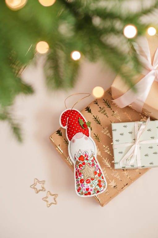 Embroidered Gonk Christmas Decoration