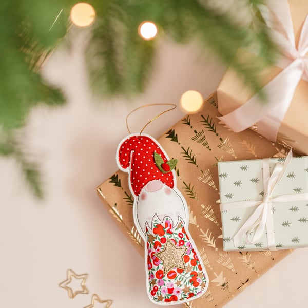 Embroidered Gonk Christmas Decoration