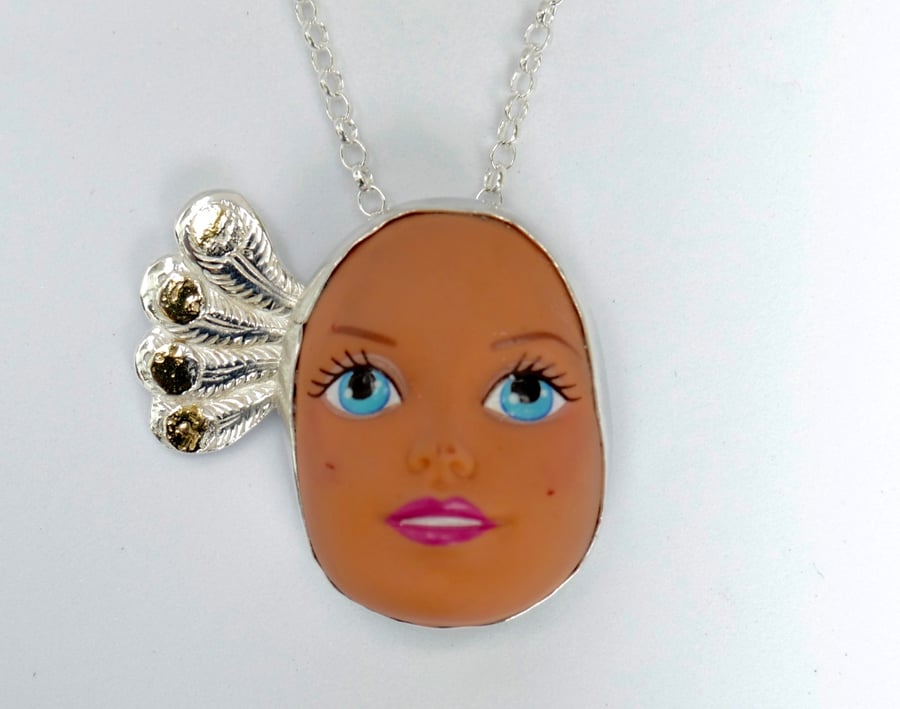 Sterling Silver Doll Face Pendant No. 16