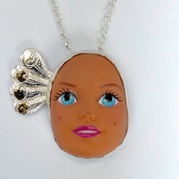 Sterling Silver Doll Face Pendant No. 16