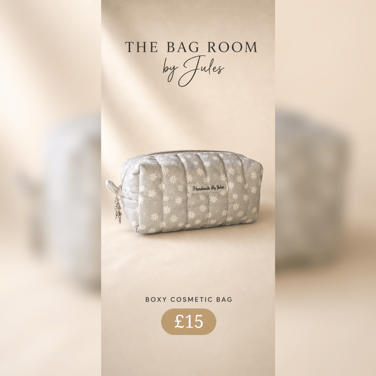 Grey Daisy Cosmetic Bag
