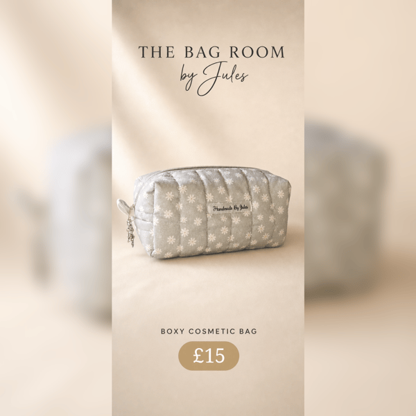 Grey Daisy Cosmetic Bag