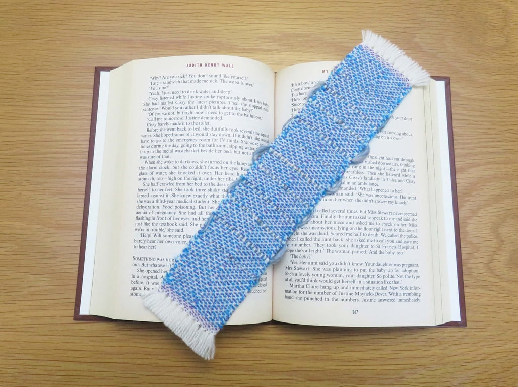 Handwoven Blue Bookmark