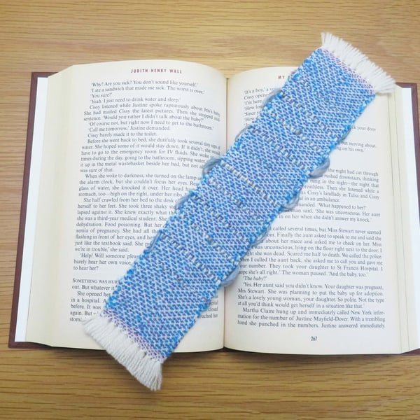 Handwoven Blue Bookmark