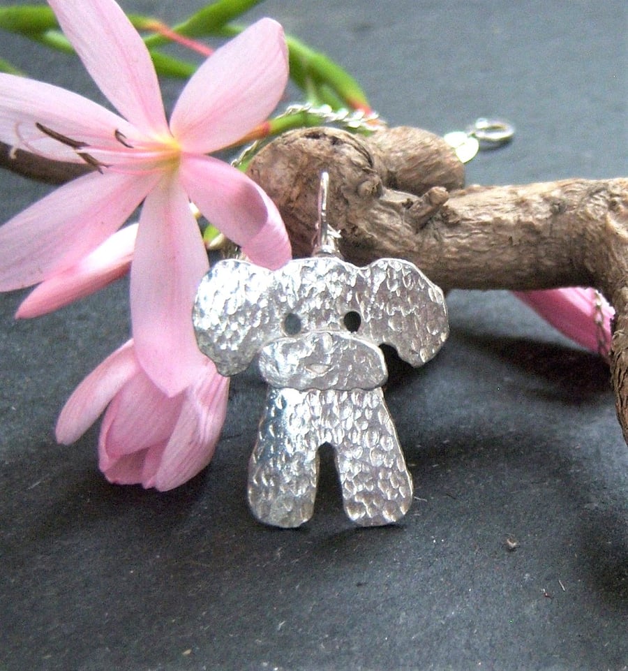 Puppy dog pendant in sterling silver