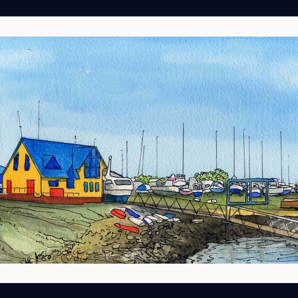 Original Watercolour of the RNLI Building at the Marina