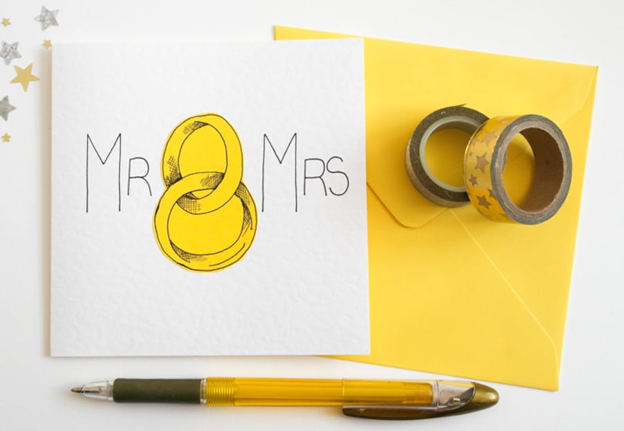 Mr and Mrs Wedding Card, Anniversary card, First Anniversary Card, Wedding card