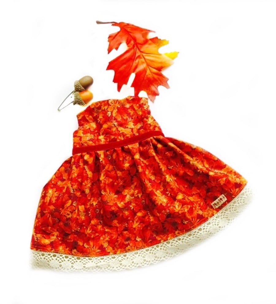 Autumn leaf print dress