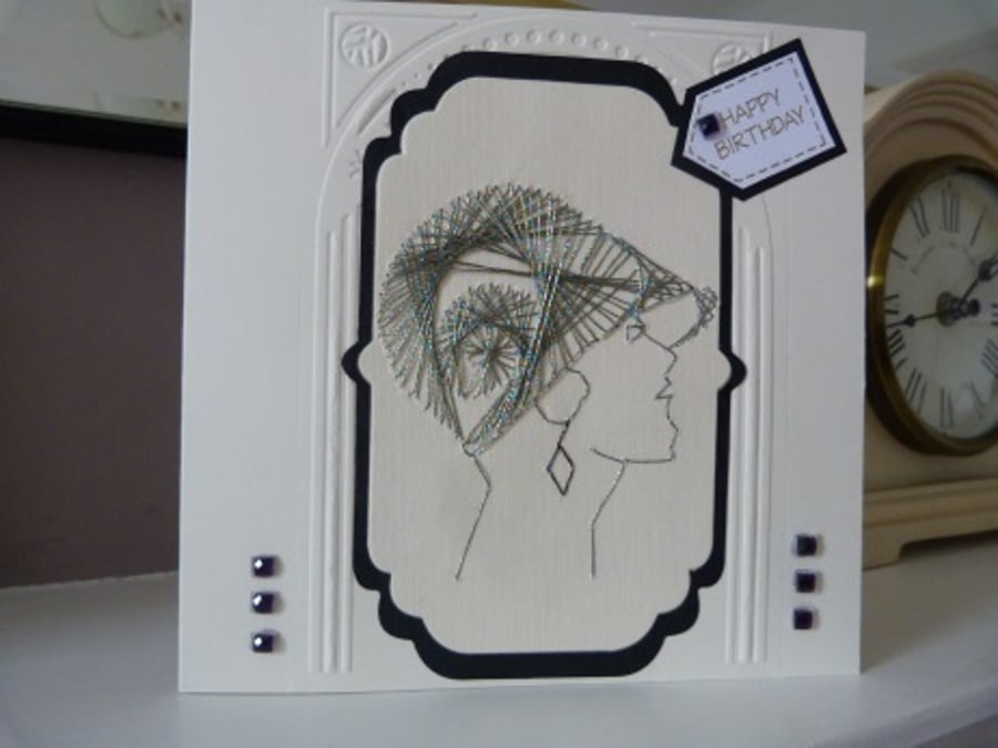 Art Deco Hat Birthday Card