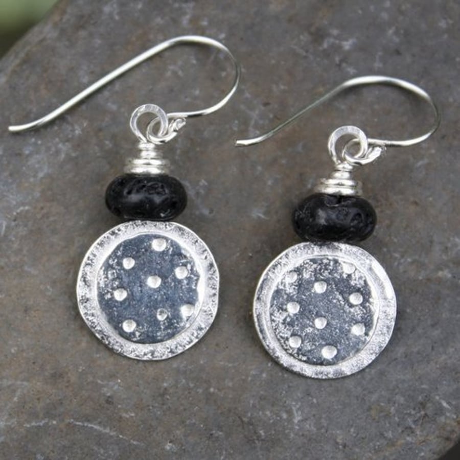 Silver and Lava Dotty earrings
