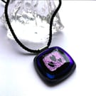 Electric pink and blue glass pendant 