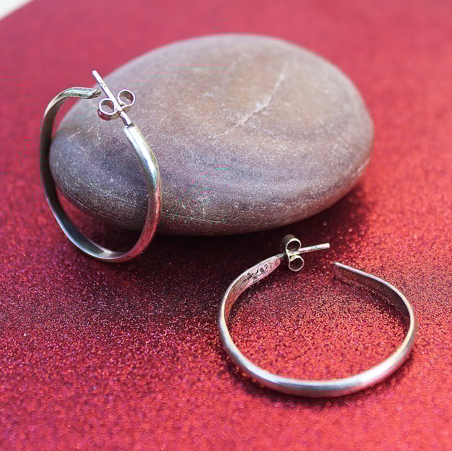 Silver Hoop Stud Earrings