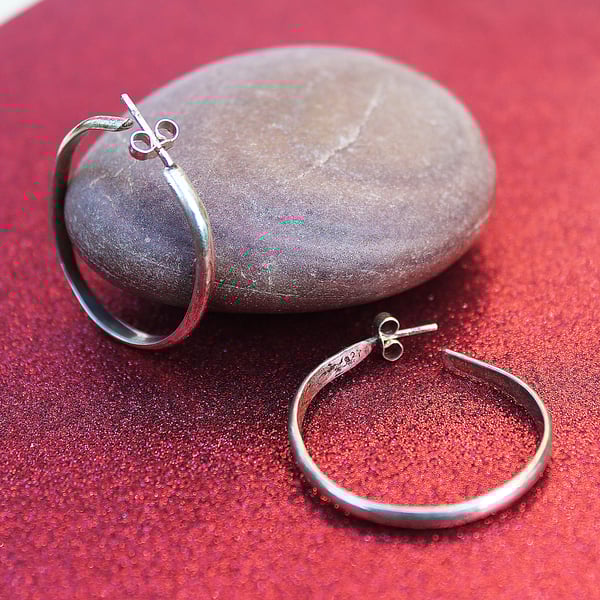 Silver Hoop Stud Earrings