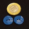 Vintage Buttons: Blue ‘Art Deco’  Geometrically Carved 2x15mm