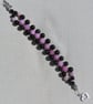 Black Onyx & Pink Morganite Gemstone Woven Beaded Bracelet "Hathor" - Image 5