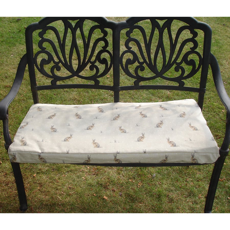 Garden Bench or Window Seat Pad Cover Hares Brown COVER ONLY