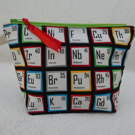 Periodic Table Elements Print Zipped Pouch. Lined with Gusset and Zip Pull.