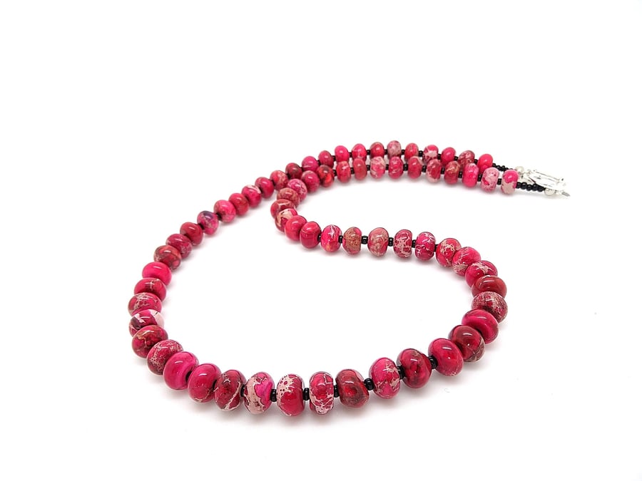 Ruby Red Impression Jasper Necklace