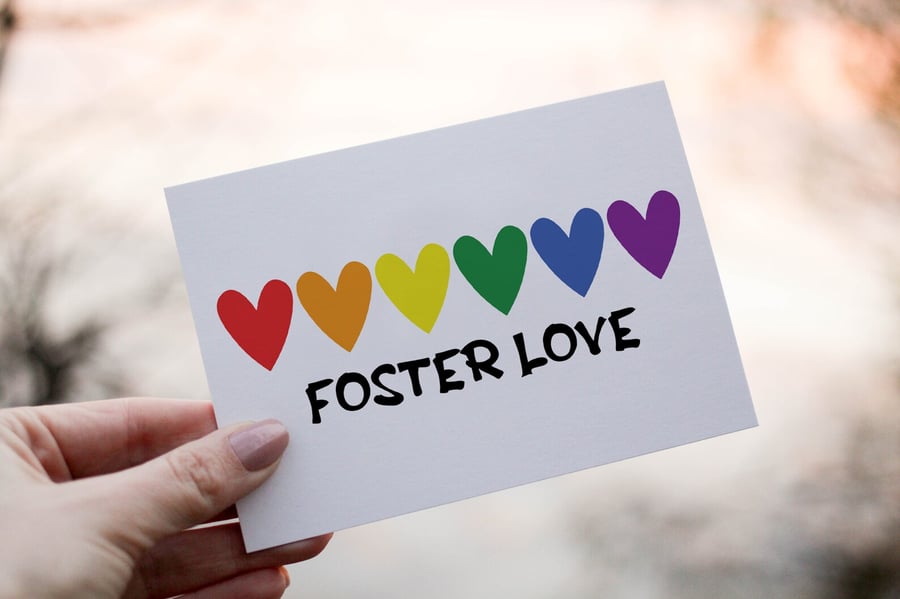 Foster Love Card, Rainbow Foster Carer Card, Foster Dad Card, Foster Mum Card