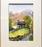 English cottage Lake District Cumbria original small art watercolour 