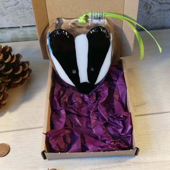 Fused glass Badger Suncatcher