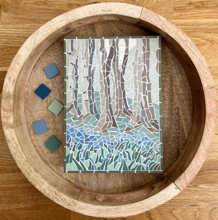 Original Landscape Art - Woodland with Bluebells Mosaic