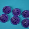 Wooden Pierced Flower Buttons Dark Purple Cadbury Purple 6pk Button 18mm (P7)