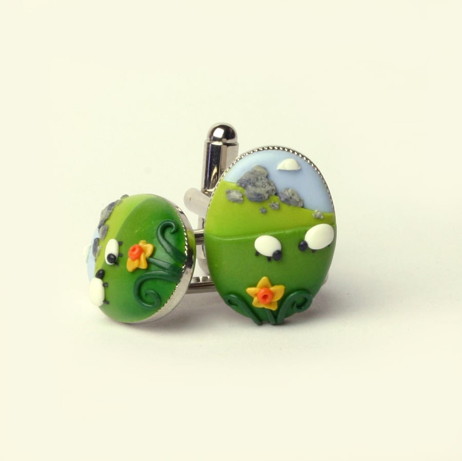Welsh landscape cufflinks