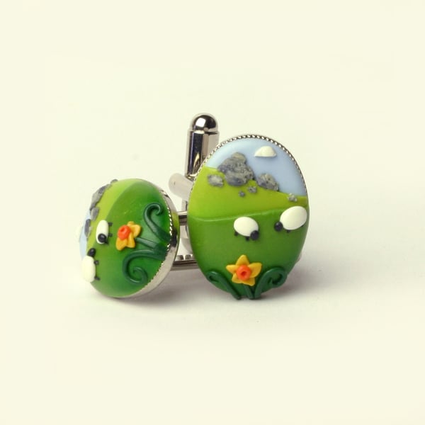 Welsh landscape cufflinks