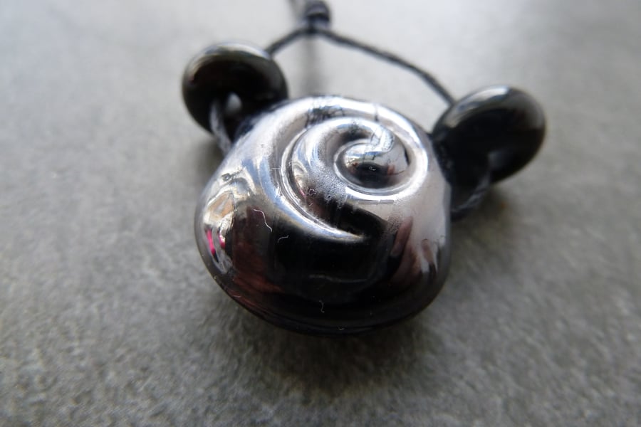 grey spiral lampwork glass bead