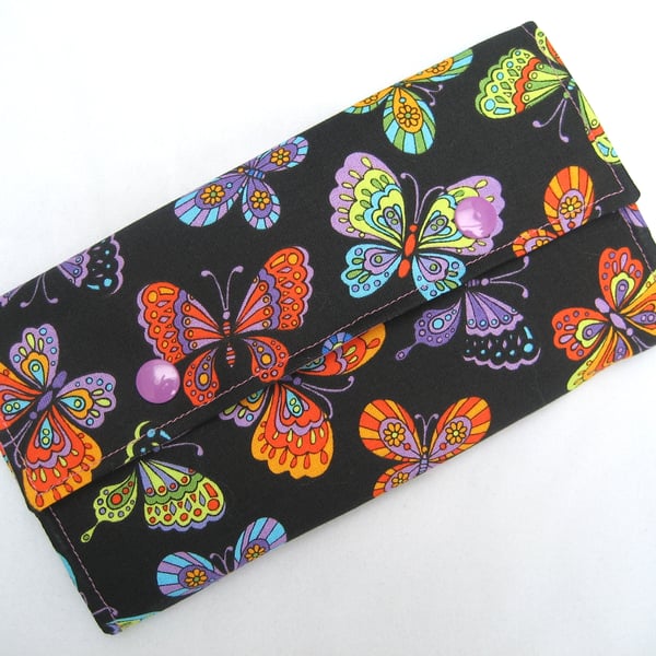 Multi Butterfly Fabric Purse