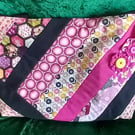 Pink Yellow and Black Patchwork Quilted Tote Bag