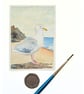 Original ACEO Miniature Seagull on Beach, Watercolour Painting