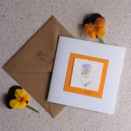 Hand painted card - viola - original hand painted recycled card - blank inside