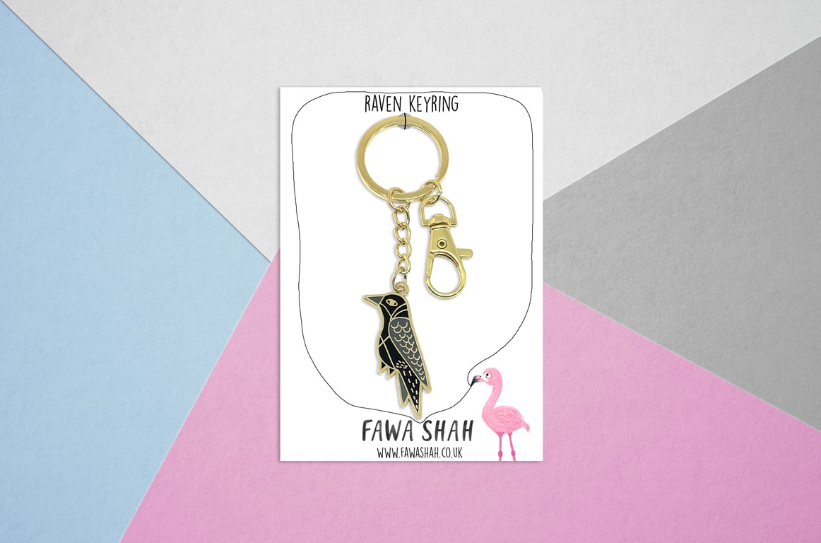 Gold Raven Keyring - Hard Enamel - Jeweller