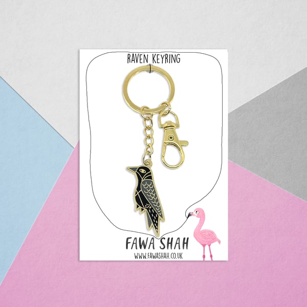 Gold Raven Keyring - Hard Enamel - Jeweller