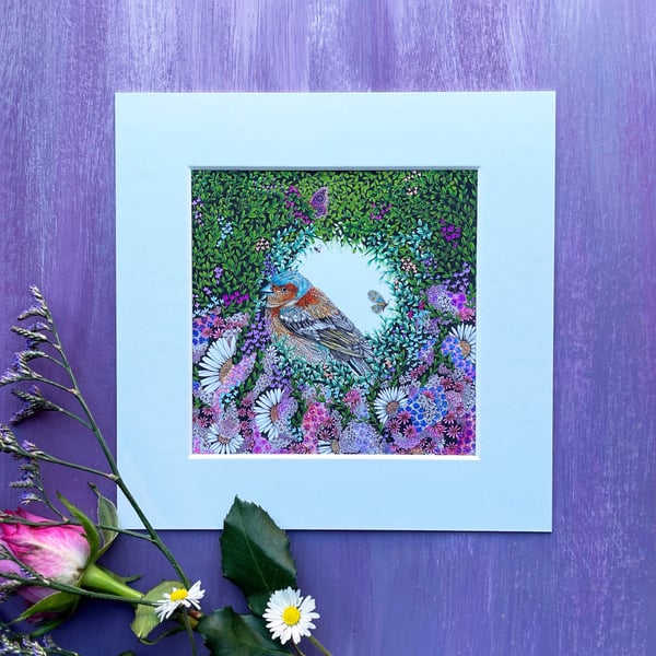 LIMITED EDITION 'Chaffinch' 8" x 8" Mounted Print