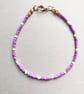Dainty Lilac Gold White Seed Bead Bracelet