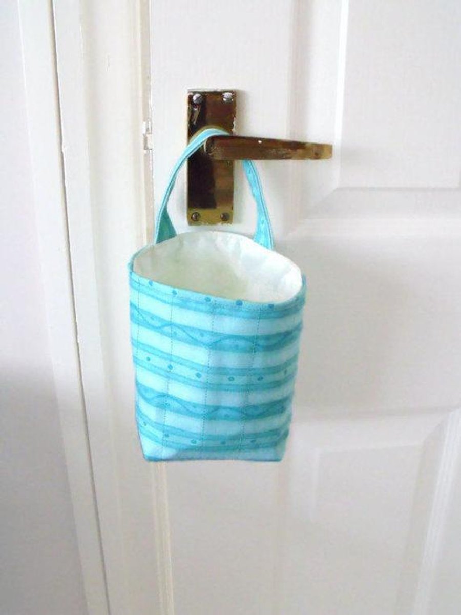 door handle storage bag or gear stick bag, mint green wave fabric