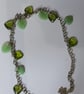 Handmade Green Glass Leaf & Heart Charm Chain Necklace - Image 2