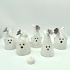 Carved Ceramic Ghost Spooky Halloween Flower Decoration Tealight Lantern