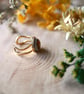 Amber Abalone Shell Hypoallergenic Adjustable Ring - Stainless Steel - Image 3