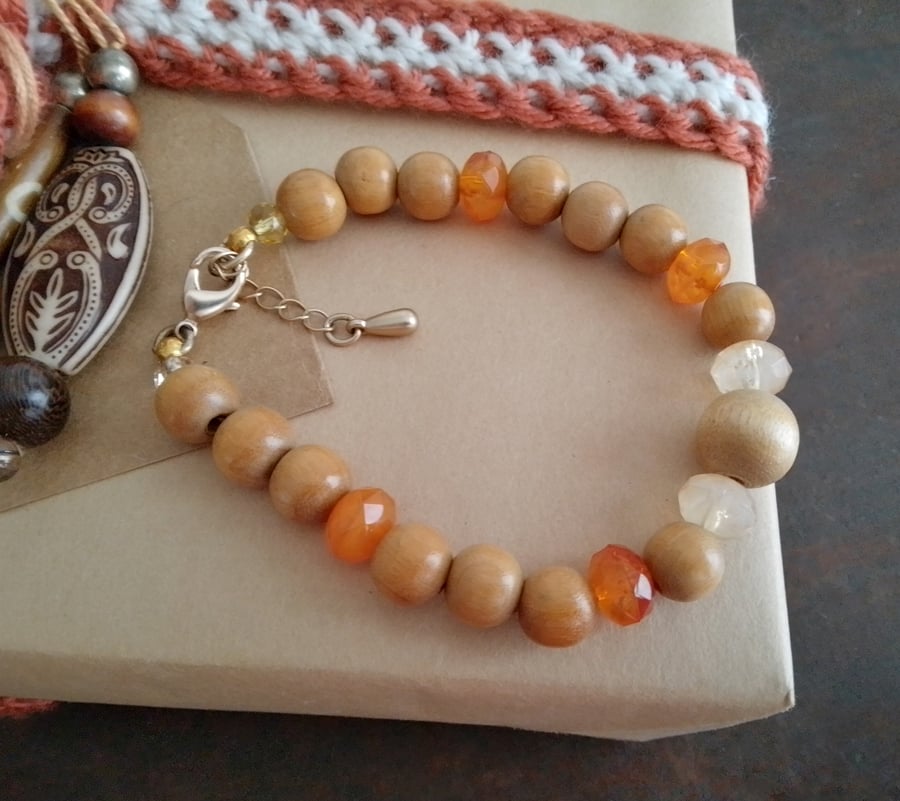 Handmade beaded bracelet made from pre-loved beads,