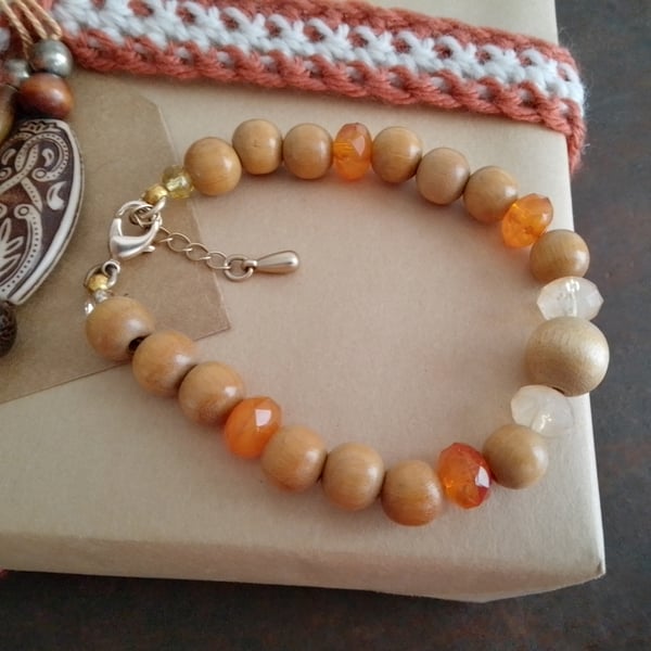 Handmade beaded bracelet made from pre-loved beads,