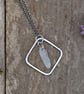 Scottish Sea Glass and Recycled Sterling Silver Square Necklace, White - Image 1