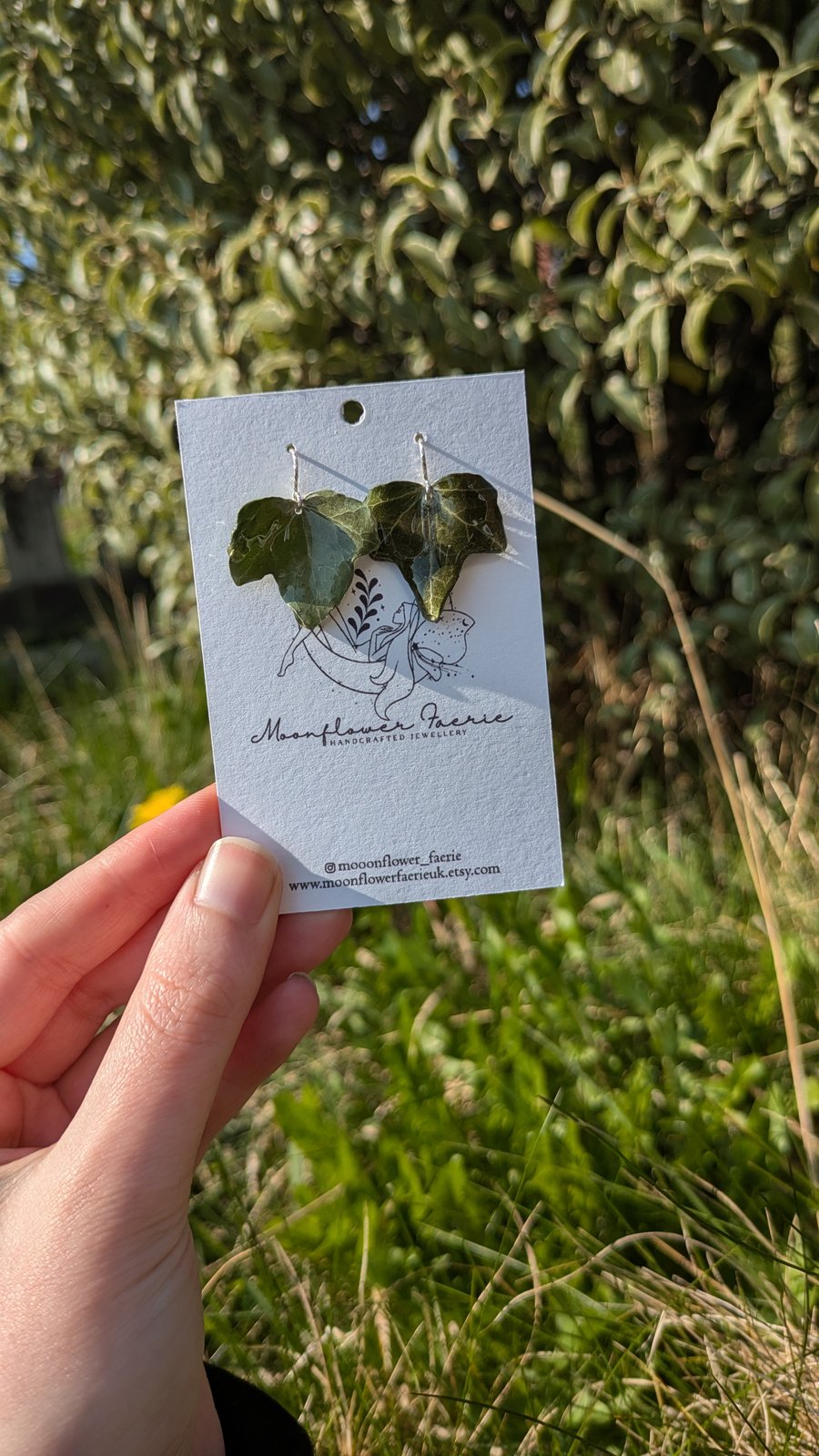 Sterling Silver Dried Ivy Leaf Earrings, Real Plant Leaves, Garden Jewellery