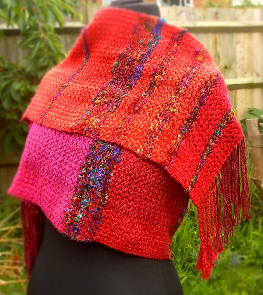 Sari Red Handwoven Shawl